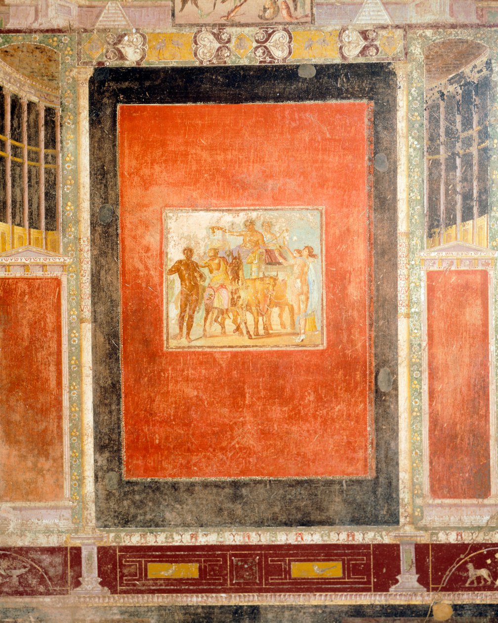 Tablino Salonu'nun fresk dekorasyonu, Marcus Lucretius Fronto Evi, Pompeii, Campania, Roma Uygarlığı by Roman Roman