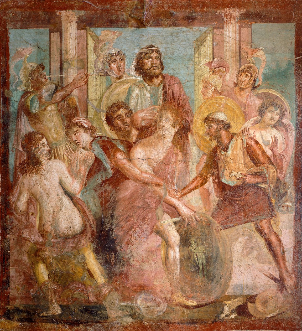 Pompeii, Campania, Roma Medeniyeti'nden Aşil ve Sciro'yu tasvir eden fresk by Roman Roman