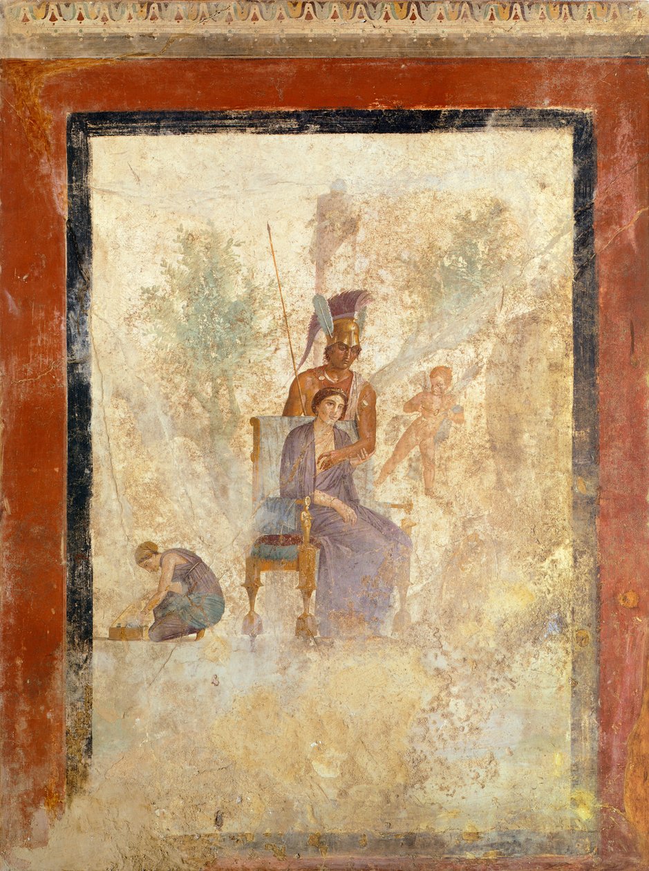 Pompeii'deki Cezalandırılmış Aşk Evi'nden (UNESCO Dünya Mirası Listesi) Ares ve Afrodit'i tasvir eden fresk by Roman Roman
