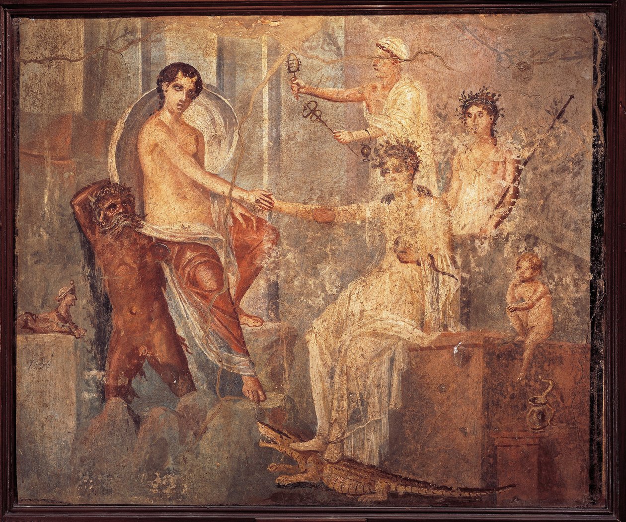 Io'yu Mısır'daki Canopus'ta tasvir eden fresk, Pompeii, İtalya'daki Duke d'Aumale Evi'nden Isis tarafından teselli ediliyor by Roman Roman