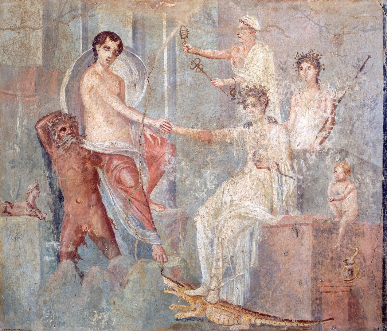 Io'nun Mısır'a, Pompeii'ye, Campania'ya, Roma Uygarlığına gelişini tasvir eden fresk by Roman Roman