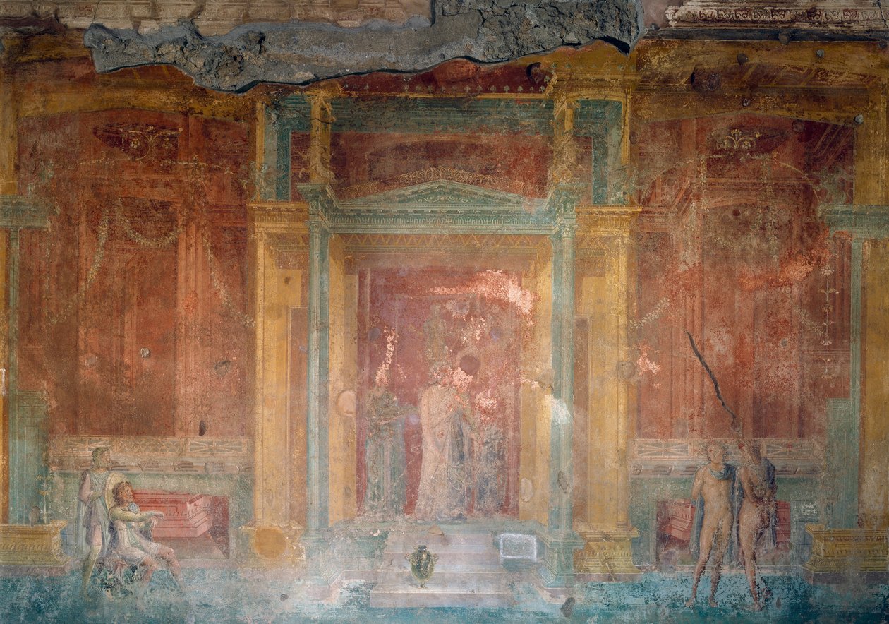 Boğa burcundaki Iphigenia'yı tasvir eden fresk, Pinarius Cerialis Evi, Pompeii (Unesco Dünya Mirası), Campania, İtalya, Roma uygarlığı by Roman Roman