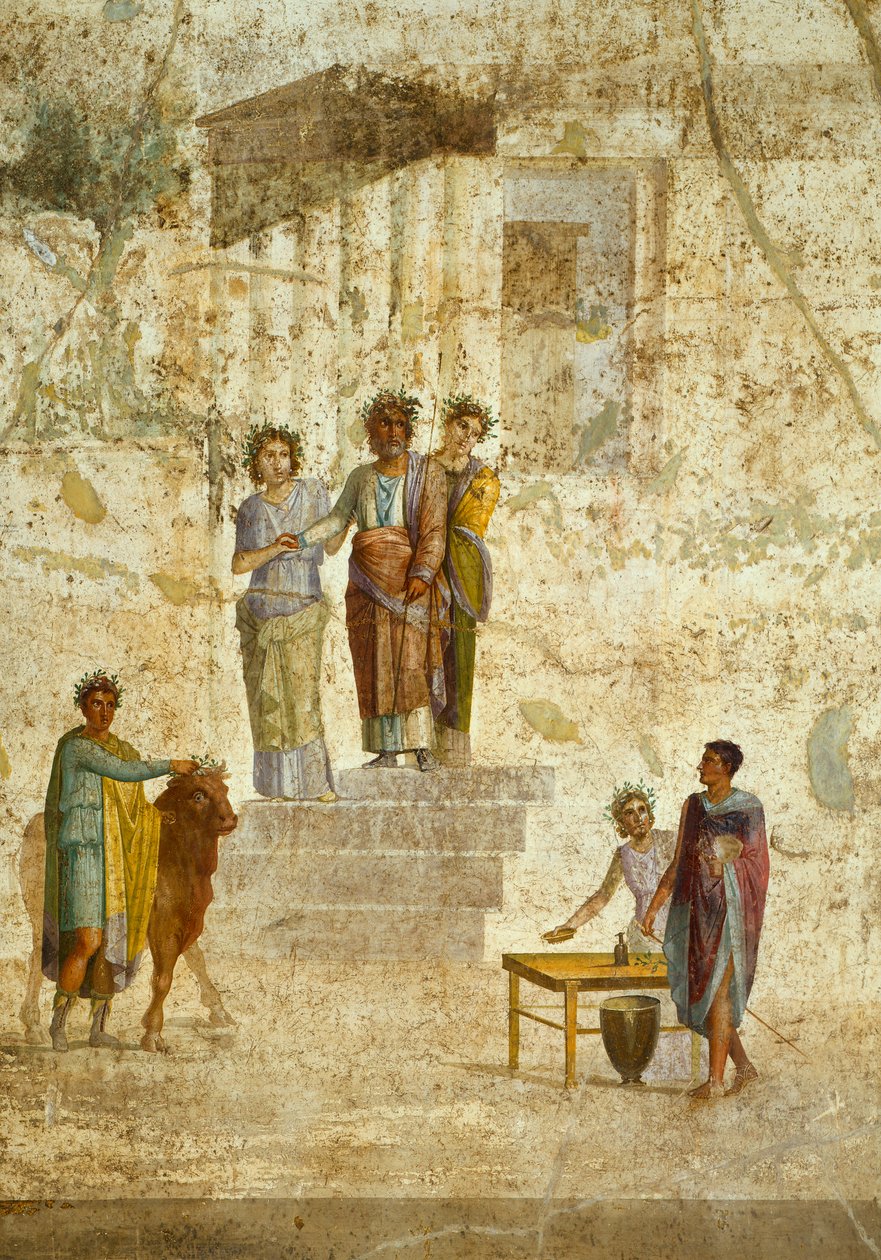 Pompeii'den (UNESCO Dünya Mirası Listesi) Jason ve Pelias'ı tasvir eden fresk by Roman Roman