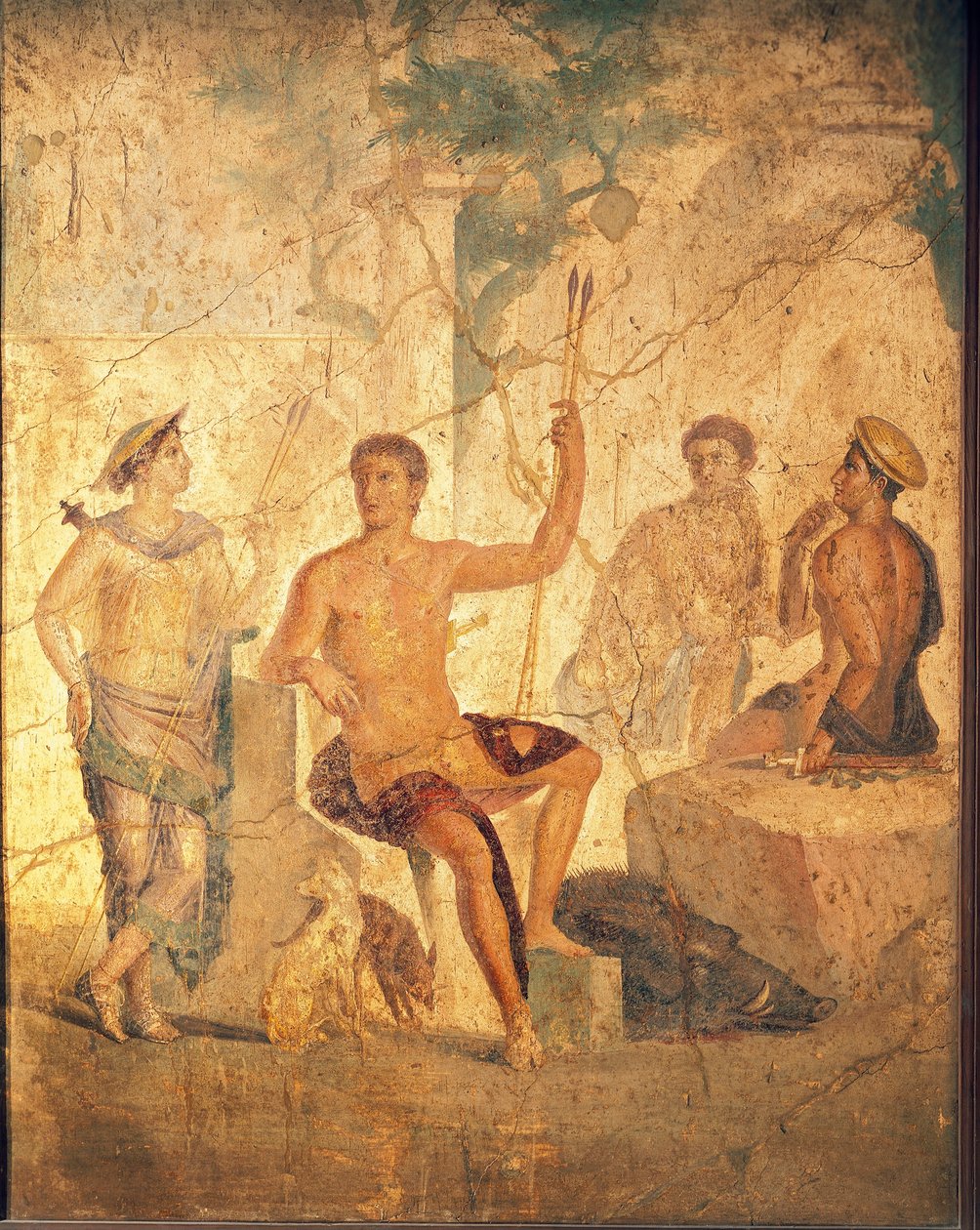 Pompeii'den Meleager ve Atalanta'yı tasvir eden fresk by Roman Roman