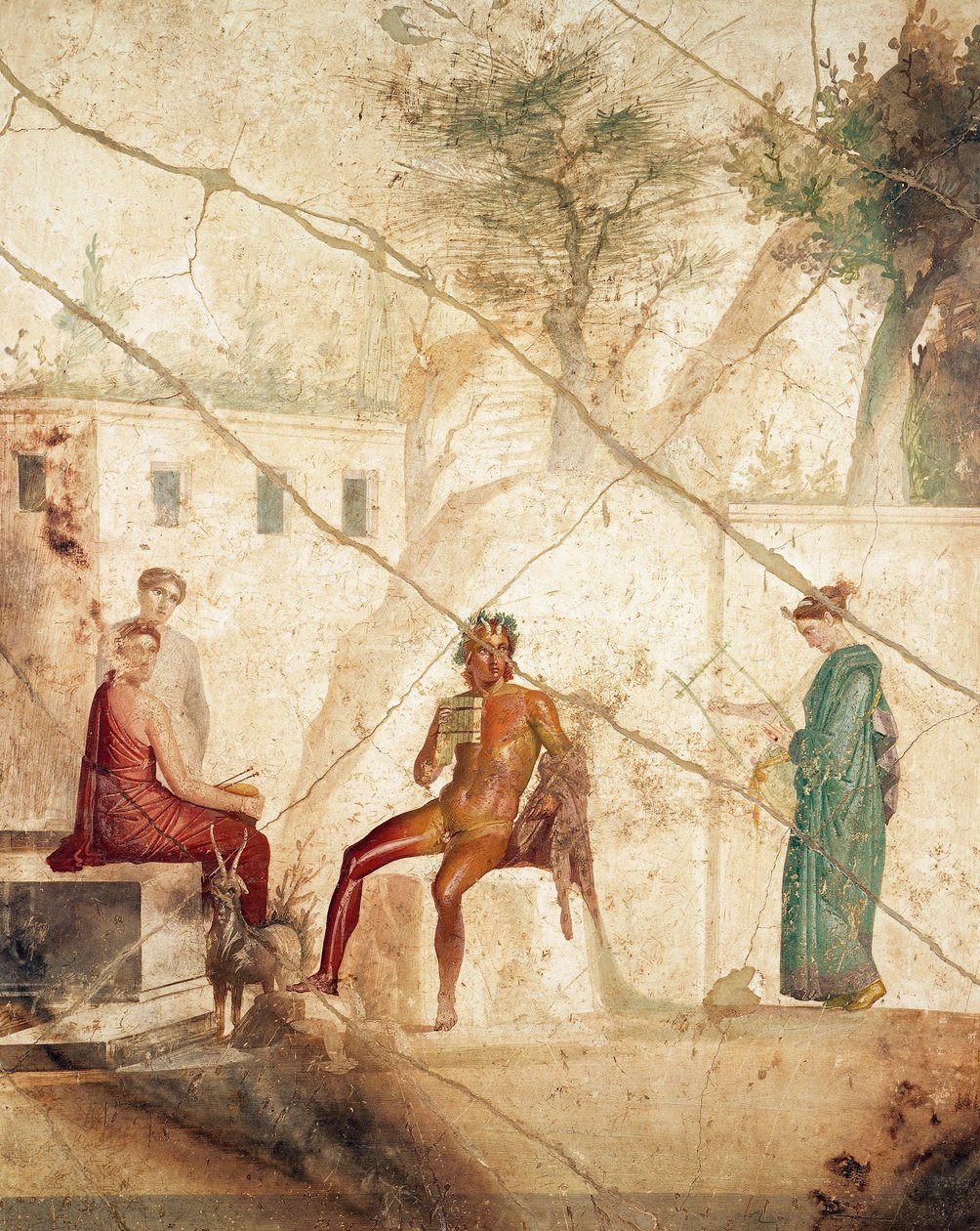 Pompeii, İtalya'dan Periler Arasında Pan'ı tasvir eden fresk (fresk) by Roman Roman
