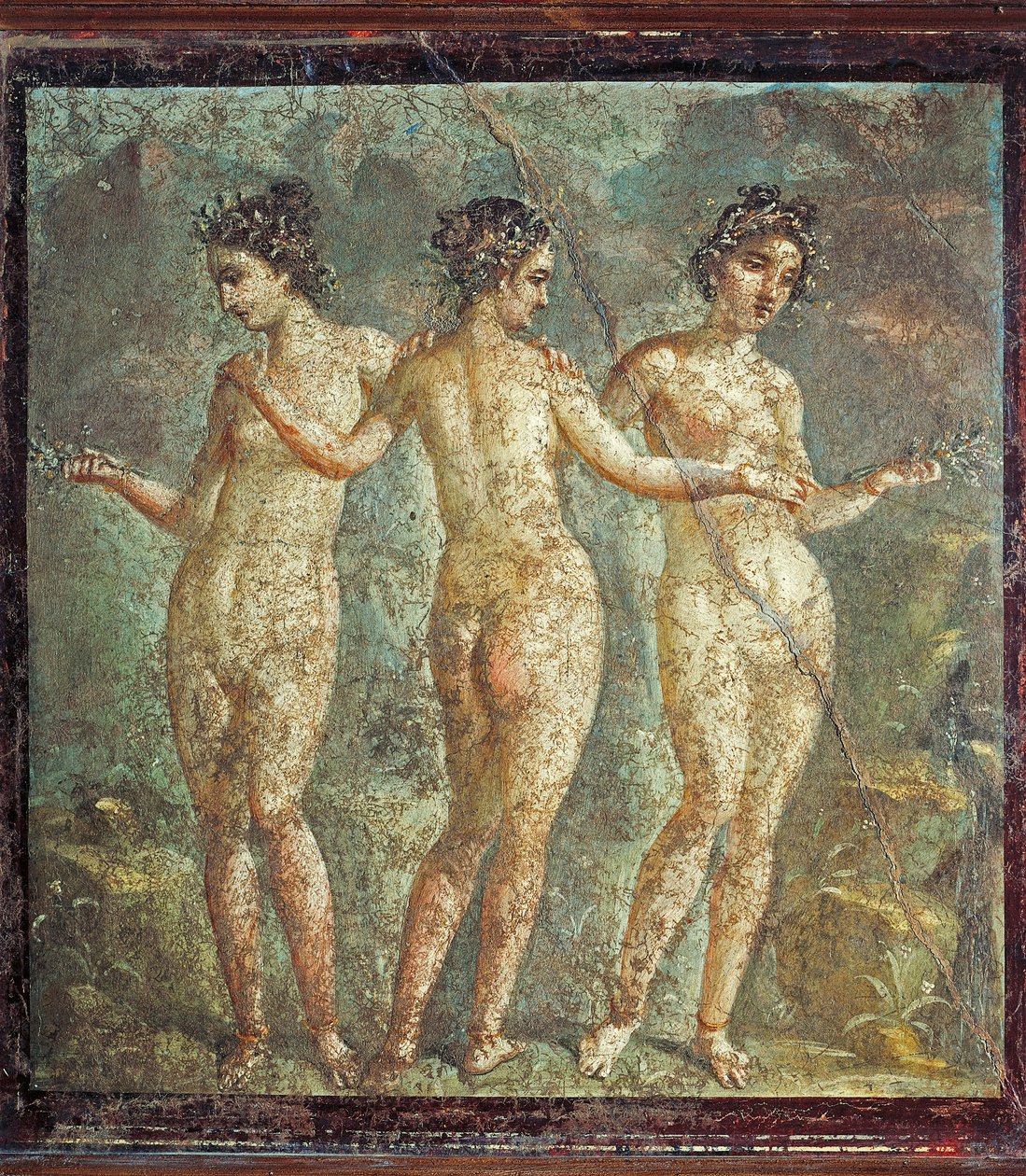 Pompei, İtalya'dan Üç Güzel'i tasvir eden fresk by Roman Roman