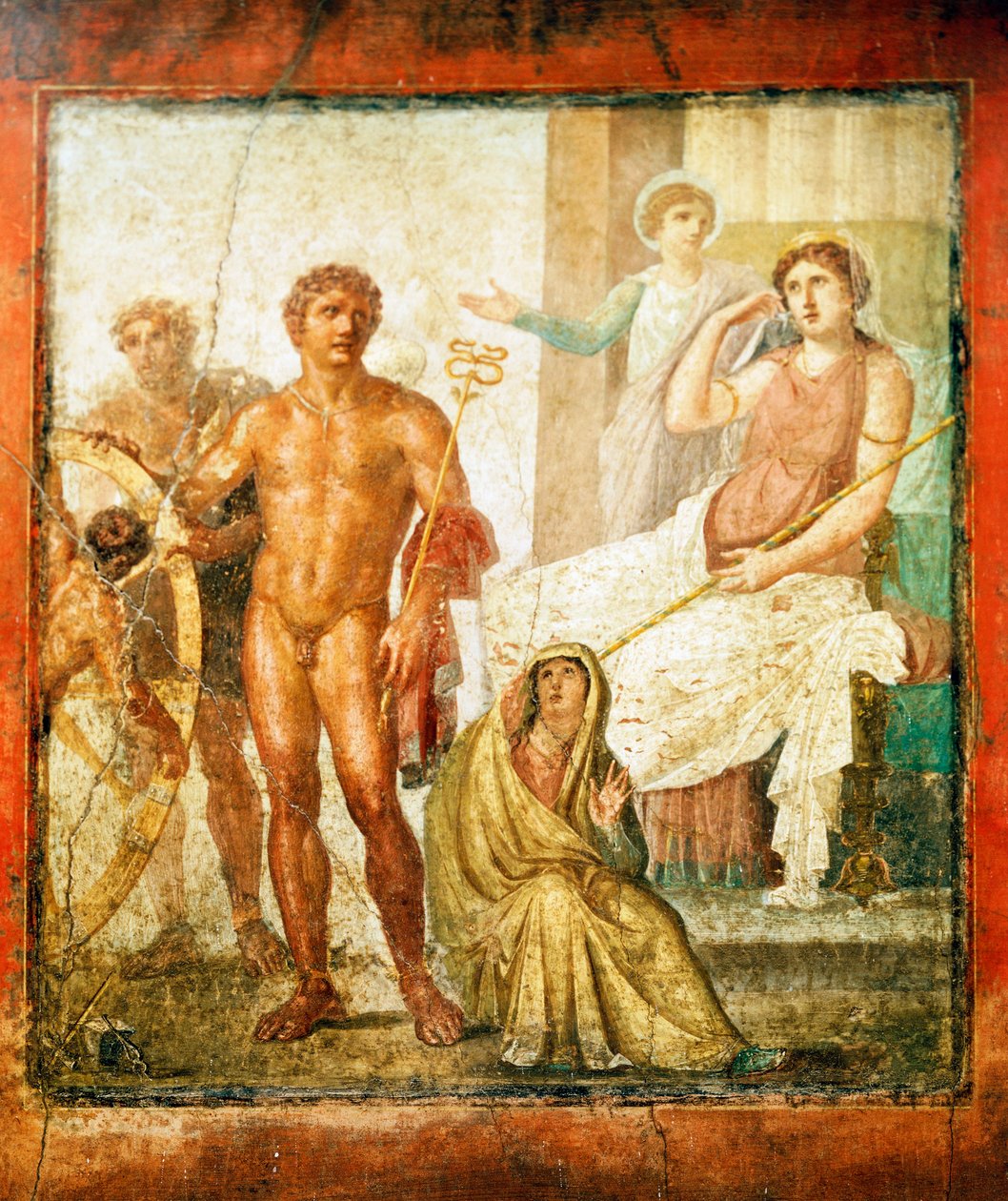 Pompeii, Campania'daki Vettii Evi'nden Issone İşkencesini tasvir eden fresk by Roman Roman