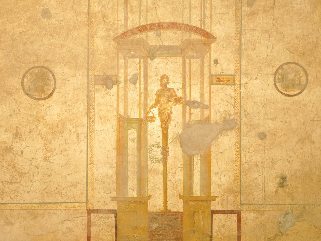 Aşıklar Evi, Pompeii, Campania, Roma Medeniyeti'nden caryatid'i tasvir eden fresk by Roman Roman