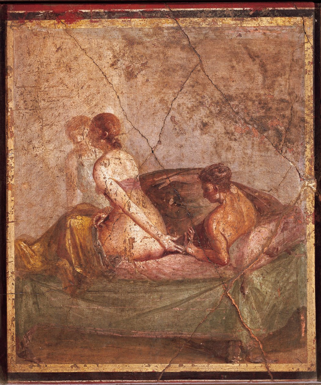 İtalya, Pompei'den erotik konuyu tasvir eden fresk by Roman Roman