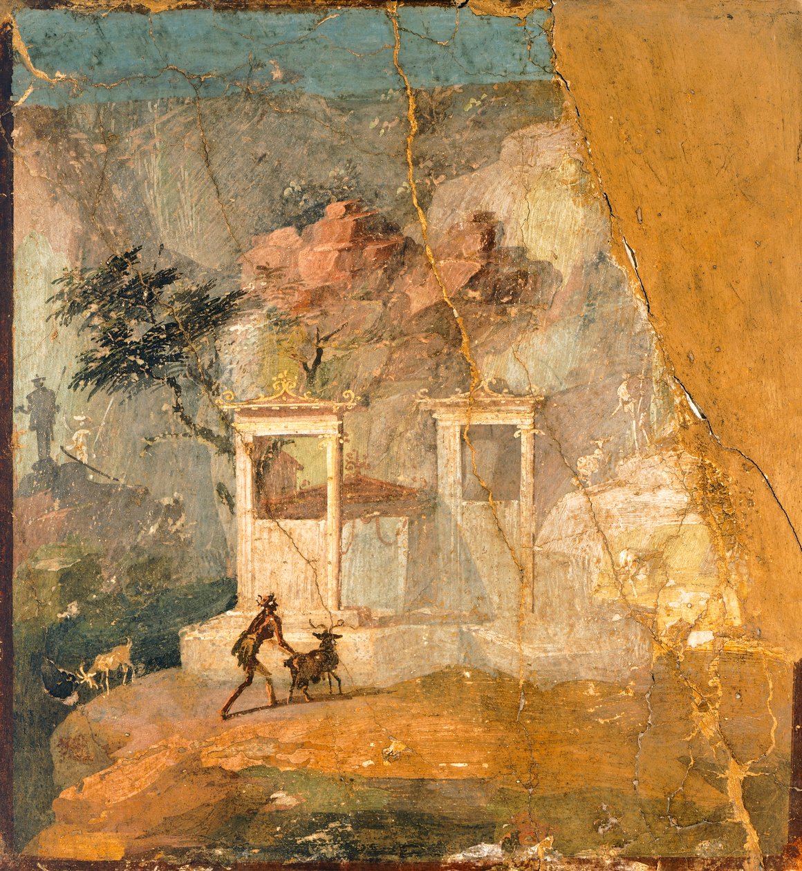 Kayıp koç Pompei'yi (UNESCO Dünya Mirası Listesi) tasvir eden fresk by Roman Roman