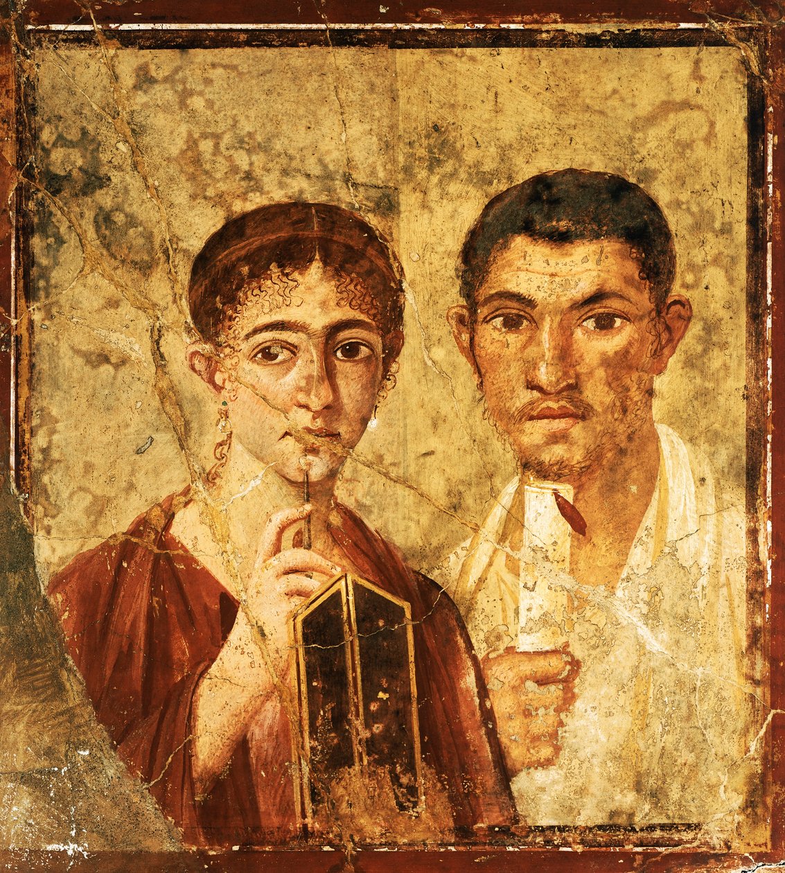 Pompeii'den (UNESCO Dünya Mirası Listesi) Paquio Proculo ve eşinin portresini tasvir eden fresk by Roman Roman