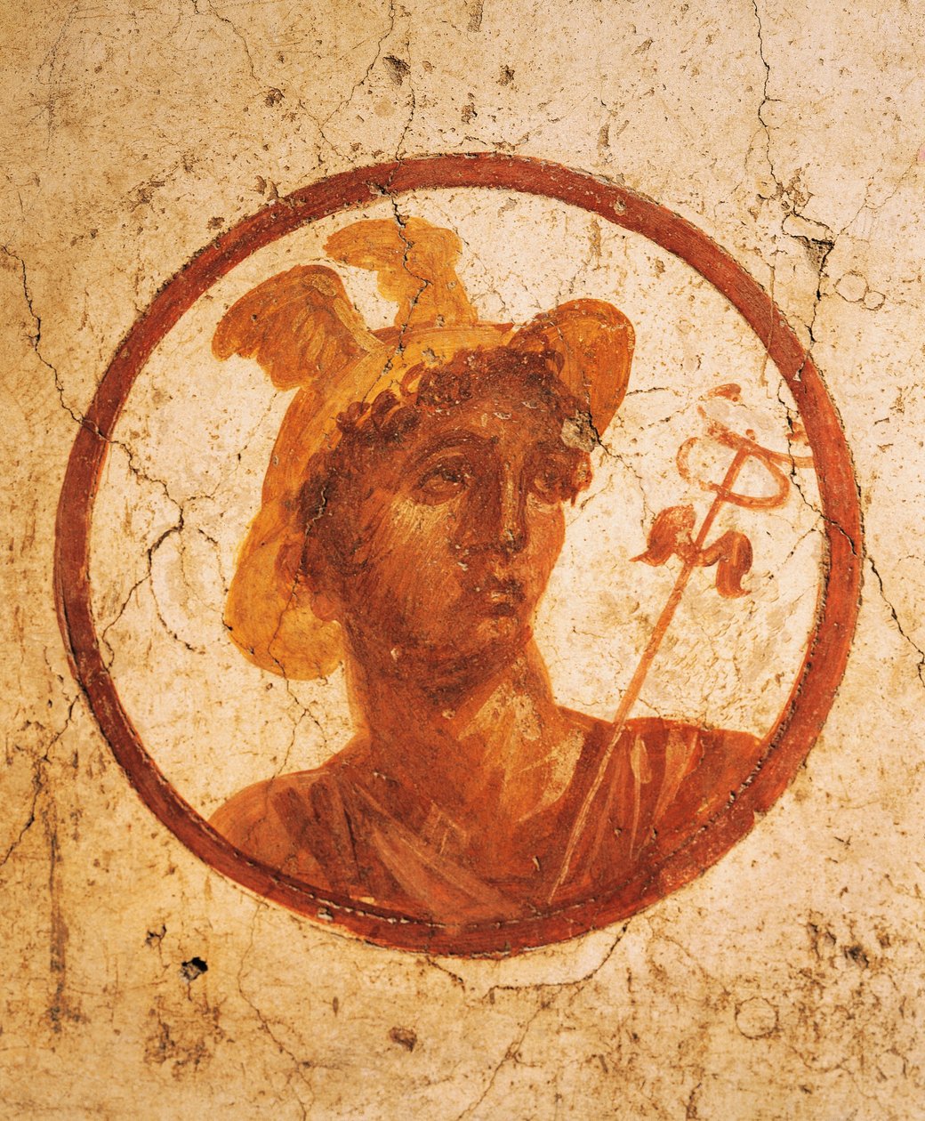 Beyaz arka planda bir adamın portresini tasvir eden fresk, Antik Av Evi, Pompeii, Campania, Roma Uygarlığı by Roman Roman