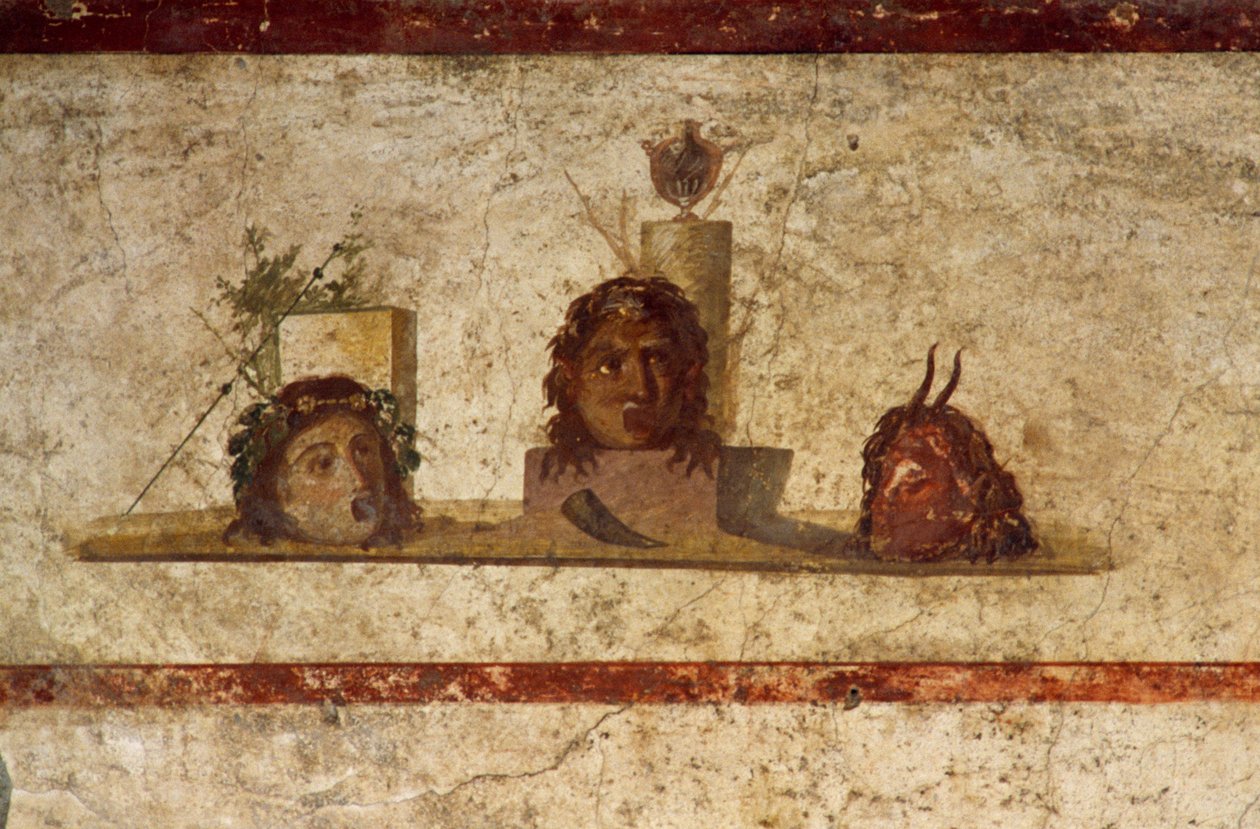 Üç başı tasvir eden fresk, Caius Julius Polybius Evi, Pompeii (UNESCO Dünya Mirası Listesi) by Roman Roman