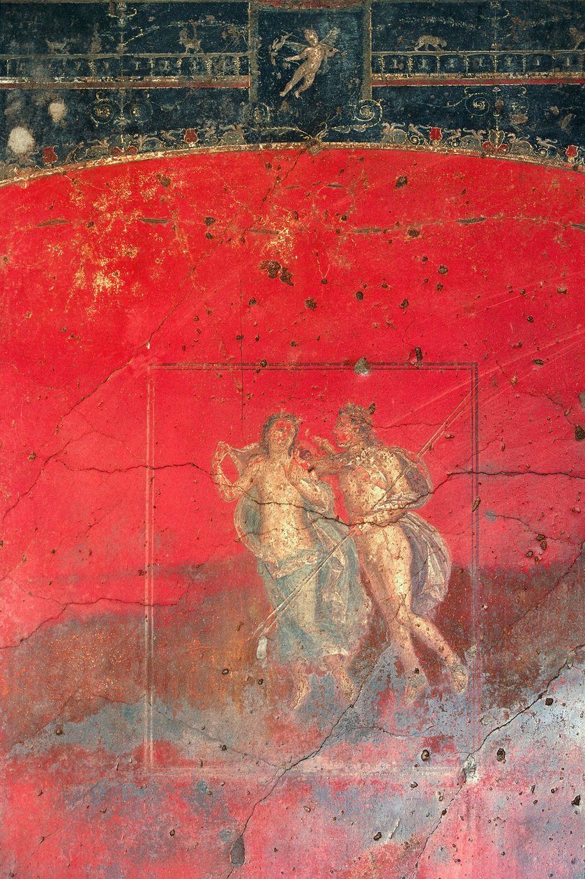 House of Vettii yakınlarındaki iki mitolojik karakteri tasvir eden fresk, Pompeii (UNESCO Dünya Mirası Listesi) by Roman Roman