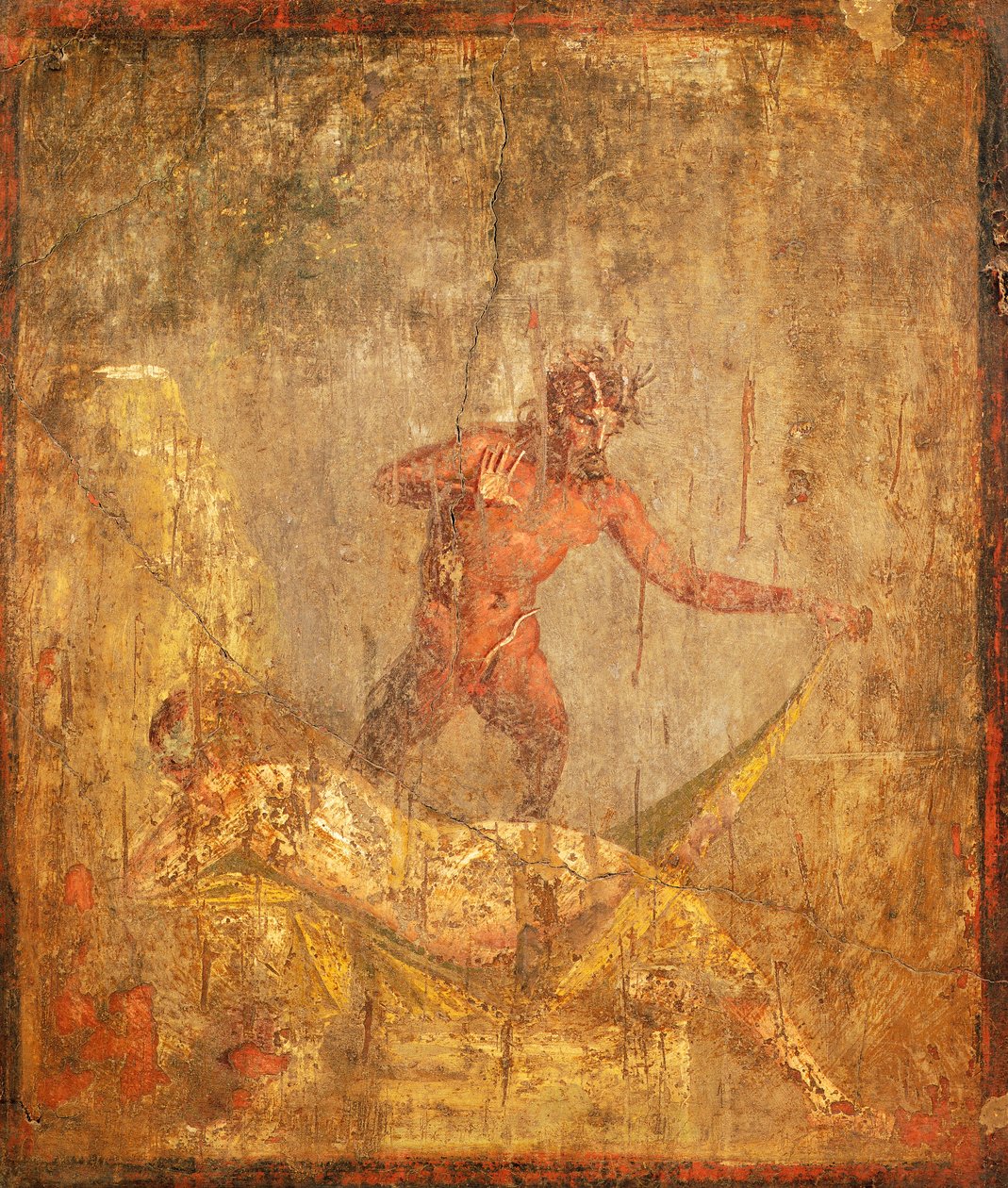 Pompeii'den (UNESCO Dünya Mirası Listesi) Nymph ve Pan'ı tasvir eden erotik konulu fresk by Roman Roman