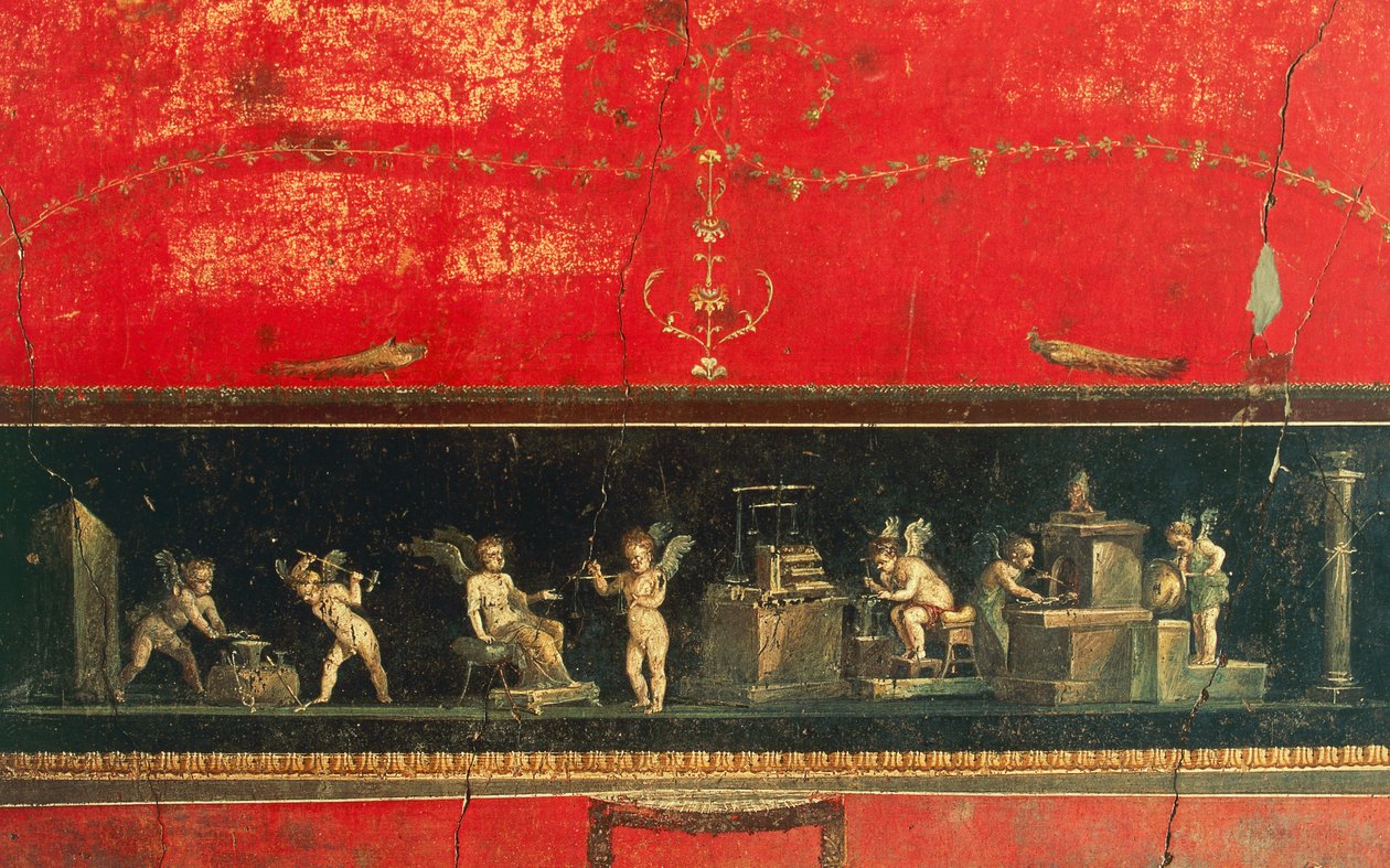 Aşk tanrısı ile friz, Vettii Evi, Pompeii (Unesco Dünya Mirası Listesi) by Roman Roman