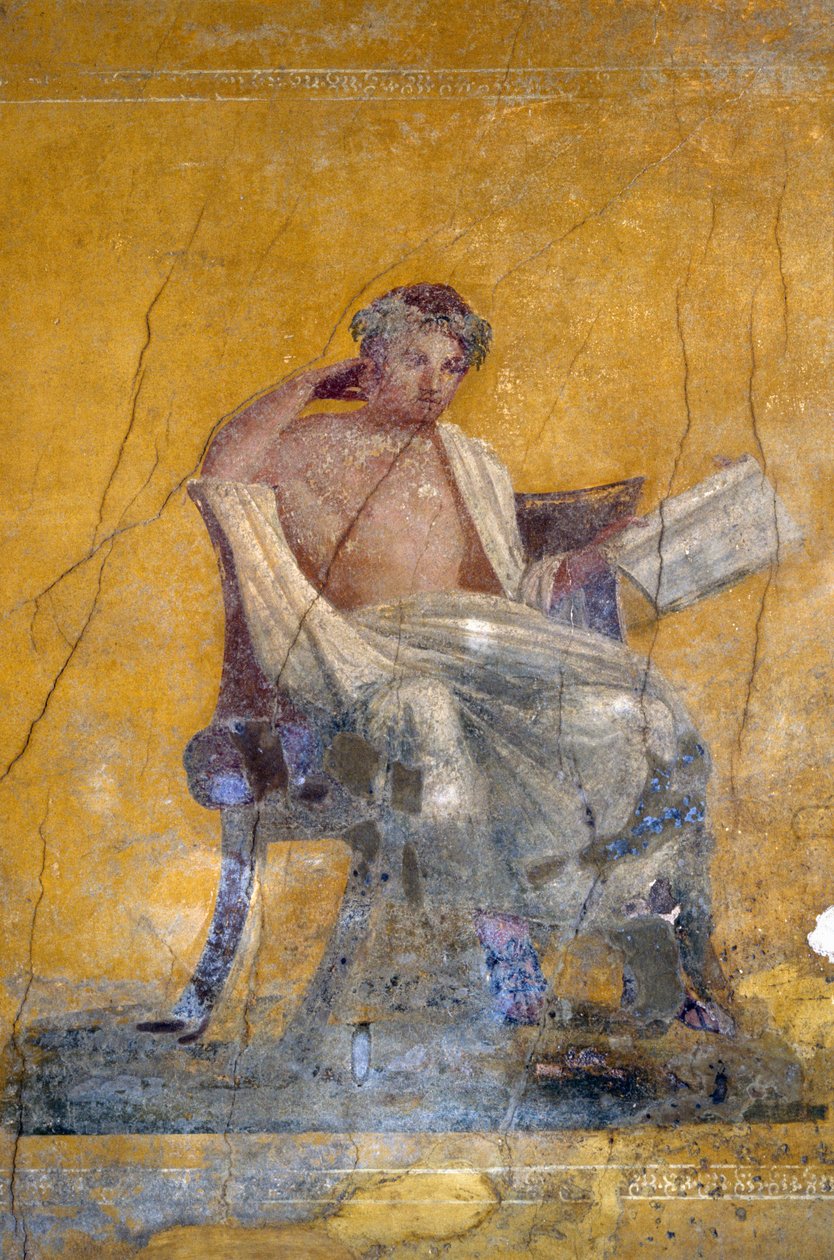 Yunan şair Menander, Menander Evi'nden fresk, Pompeii (UNESCO Dünya Mirası Listesi) by Roman Roman