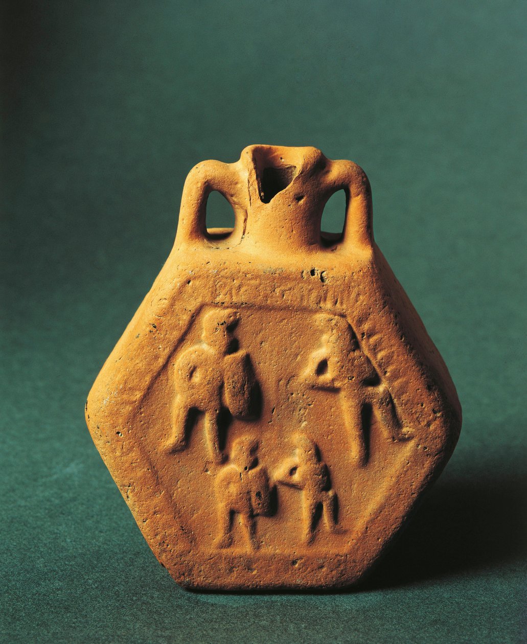 Gladyatörleri temsil eden cep şişesi, Emilia-Romagna (seramik) by Roman Roman