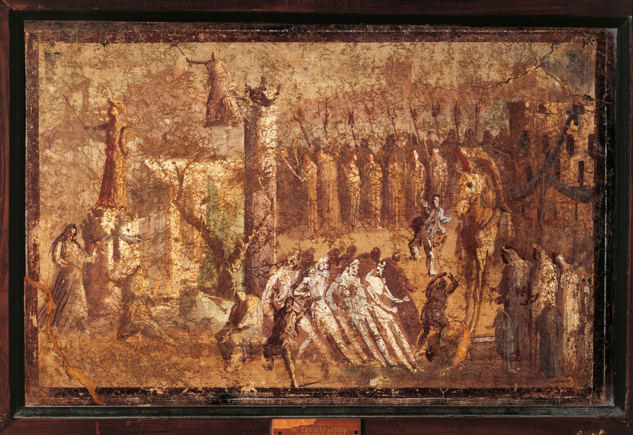 İtalya, Campania, Pompeii, Truva atı, fresk by Roman Roman