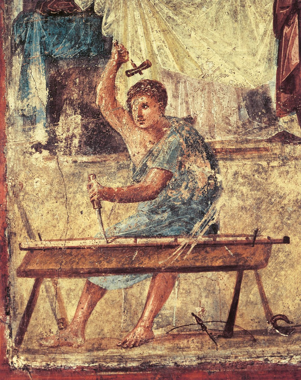 İtalya, Campania Bölgesi, Napoli Eyaleti, Pompei, Vettii Evi, Marangozu tasvir eden fresk by Roman Roman