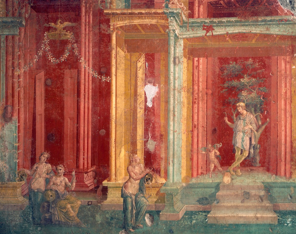 İtalya, Napoli Eyaleti, Campania Bölgesi, Pompeii, Loreio Tiburtino Evi, Fresk by Roman Roman