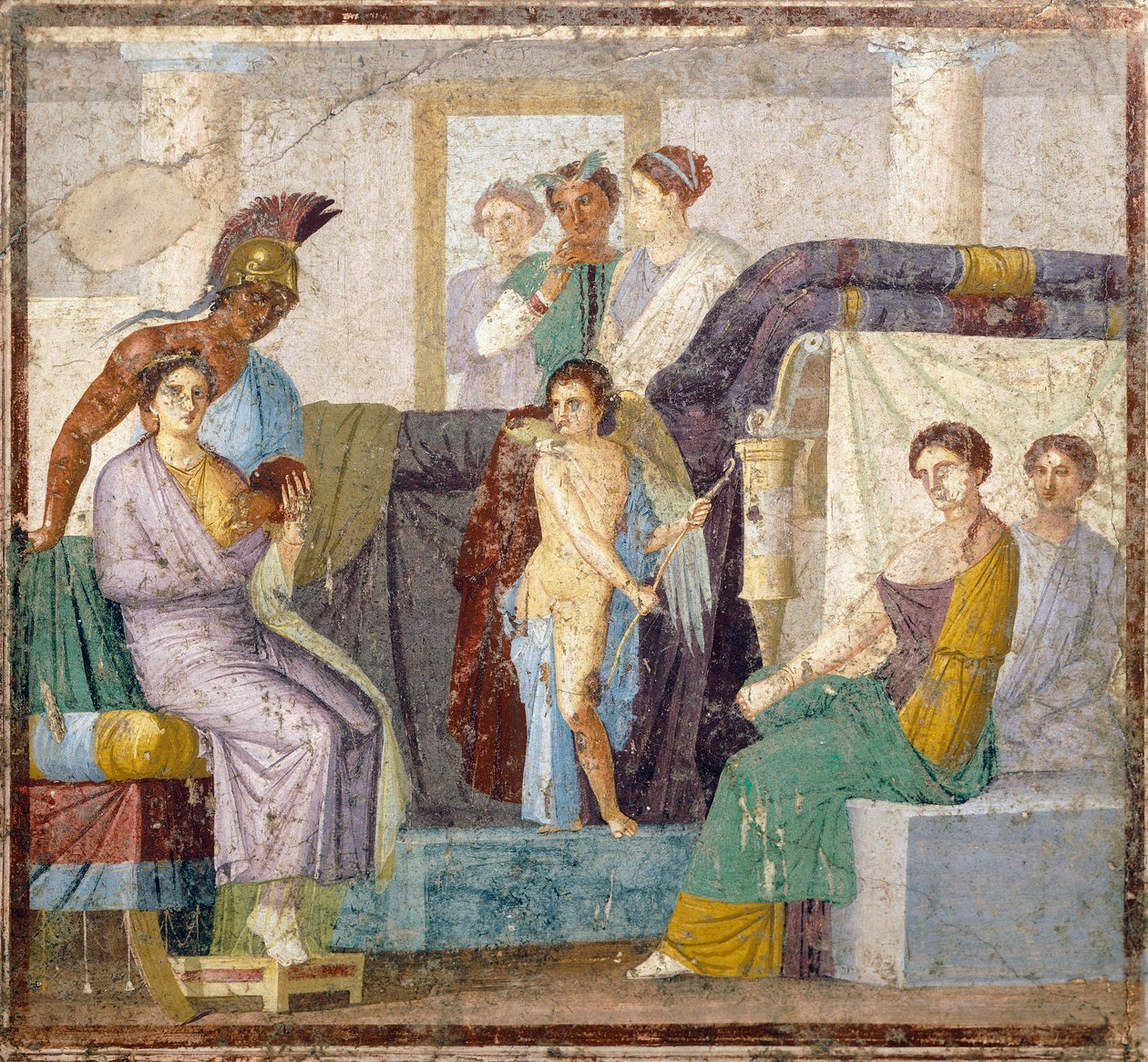 Venüs ve Mars'ın Evliliği, Marco Lucrezio Fronto Evi'nden tablinum duvar resmi, Pompeii, Campania, Roma Uygarlığı by Roman Roman