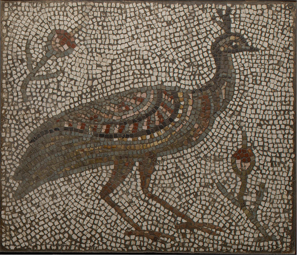 Tavus Kuşu ve Çiçeklerle Mozaik, 3-4. yüzyıl (mozaik) by Roman Roman