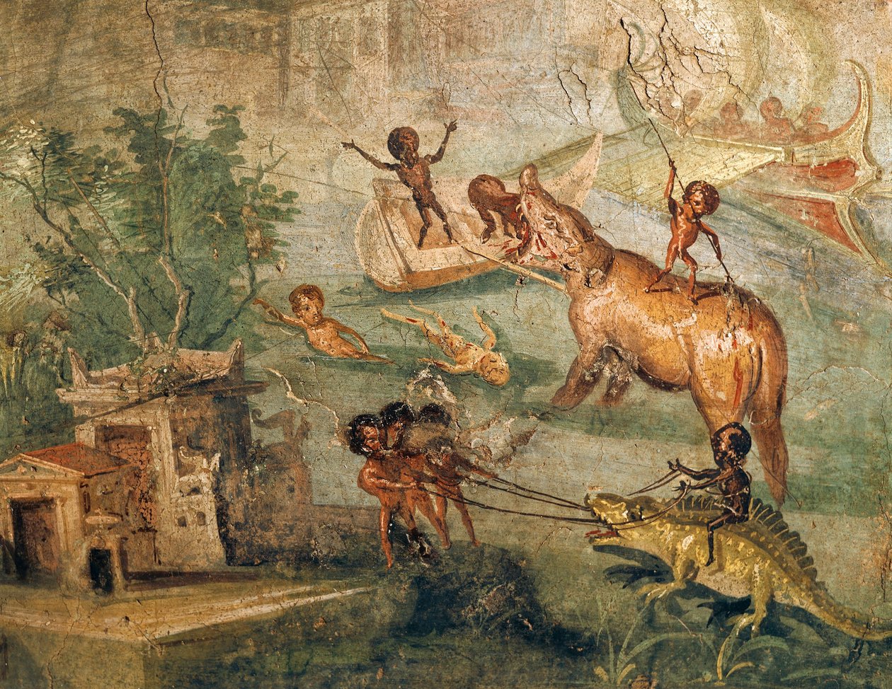Pompeii'deki Doktor Evi'nden cücelerle Nilotik manzara by Roman Roman