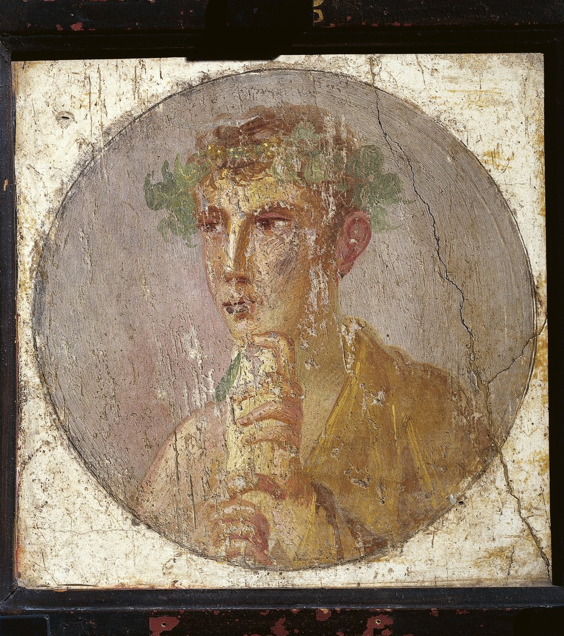 İtalya, Campania, Pompeii'den papirüs parşömeni tutan genç bir adamın portresi, alçı üzerine resim, MS 55-79 by Roman Roman