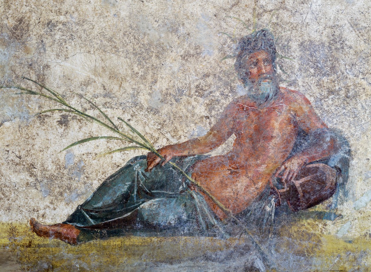 Nehir tanrısı, Pompeii'den fresk, Campania, İtalya, Roma Uygarlığı by Roman Roman