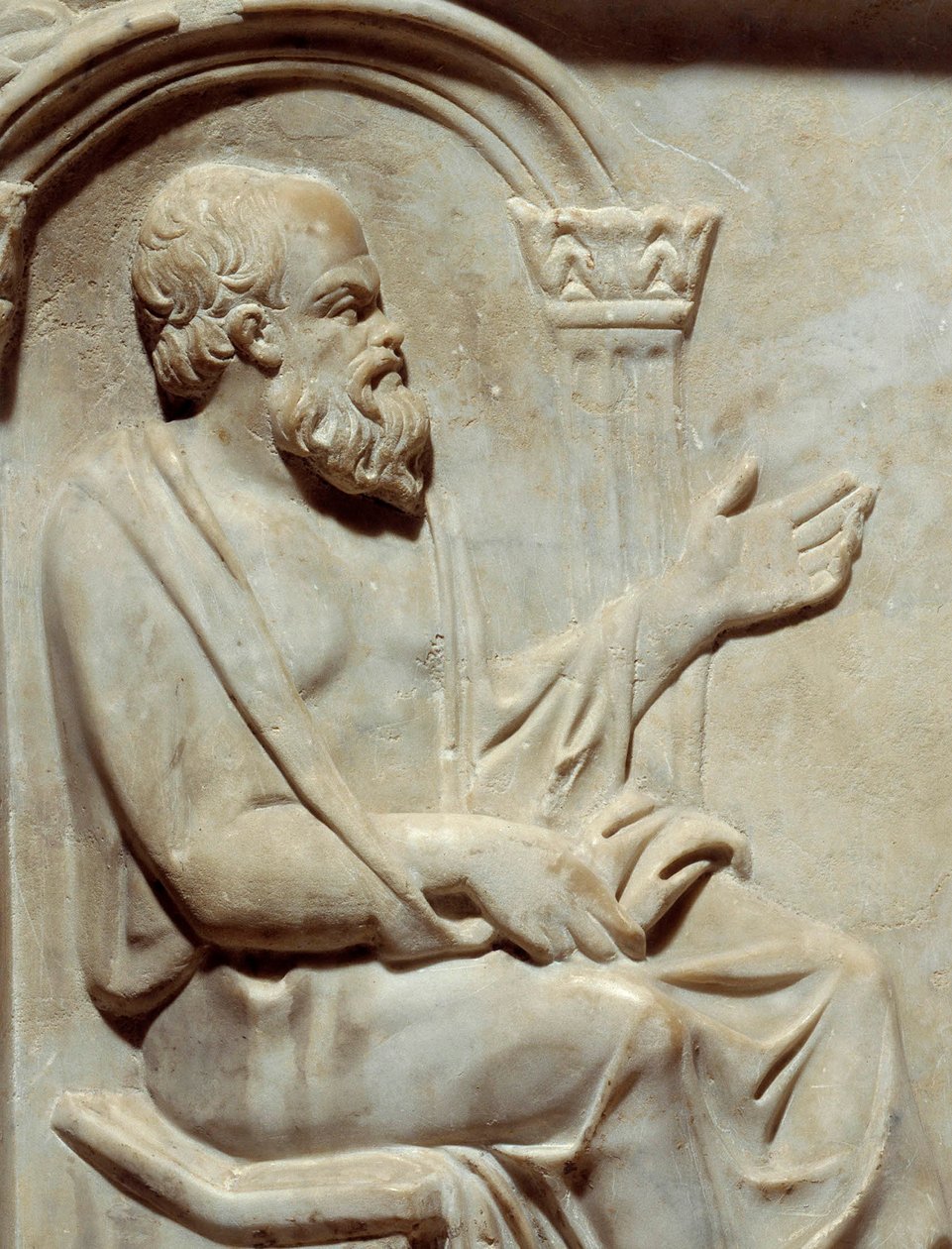 Antik Roma Eserleri, İlham Perilerinin Lahiti: Sokrates (MÖ 469-399) İlham perisi ile Yunan filozofu. Detay Paris Musee du Louvre. by Roman Roman