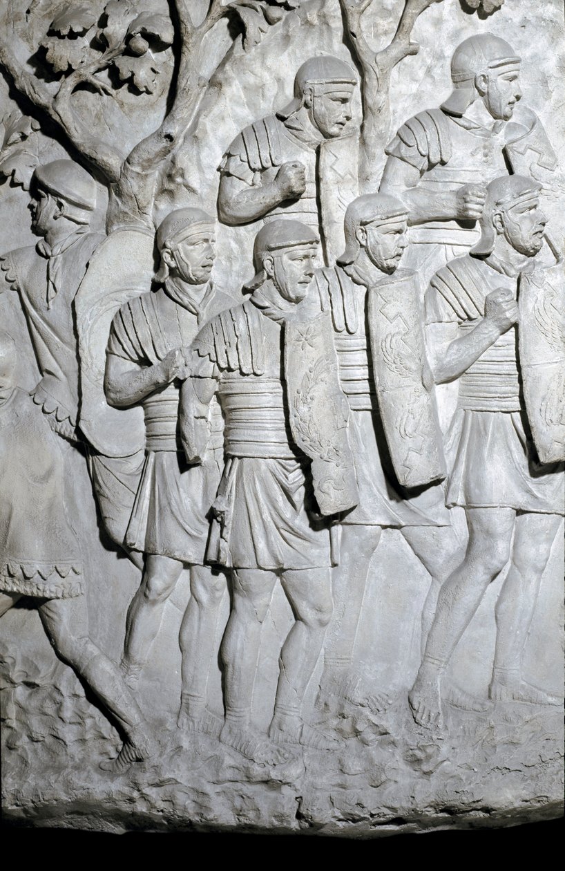 Roma Sanatı: “” Savaşa hazır Roma lejyonerleri”” İmparator Trajan (53-117) döneminde Roma
