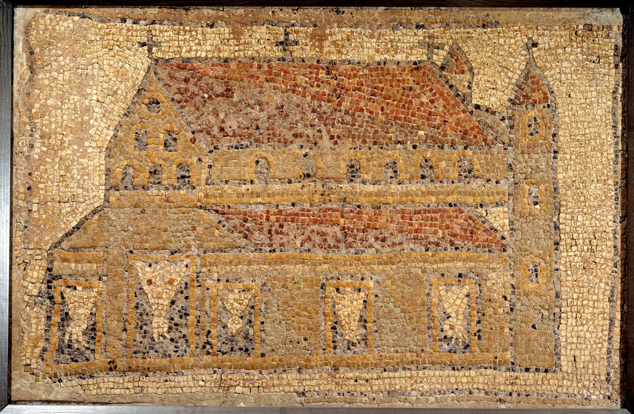 Roma Sanatı: Perspektifte temsil edilen bir bazilika mozaiği, 5. yüzyılın 2. yarısı, Yakın Doğu - Paris, Louvre Müzesi - Roma Sanatı: Fenike
