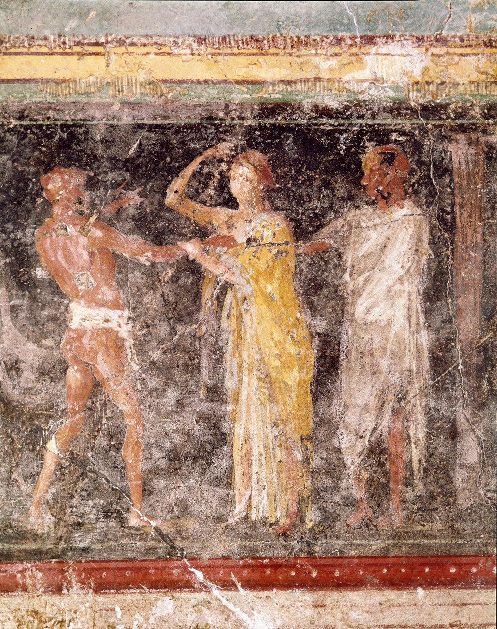 Roma sanatı: C odasının frizinden bir erkek ve bir kadın arasındaki dövüş sahnesi, Villa Farnesina (Roma sanatı: C odasının frizinden bir erkek ve bir kadın arasındaki dövüş sahnesi, Villa farnesina) Roma museo nazionale romano by Roman Roman