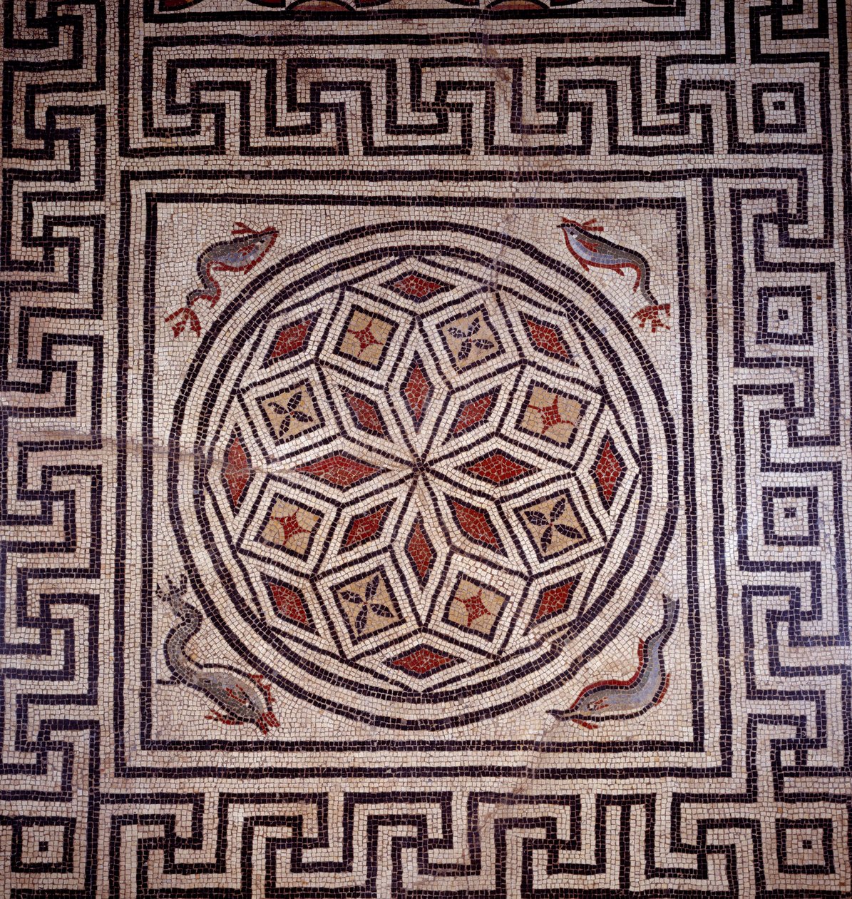 Roma sanatı: yunusların mozaik dekoru. Nimes, arkeoloji müzesi. by Roman Roman