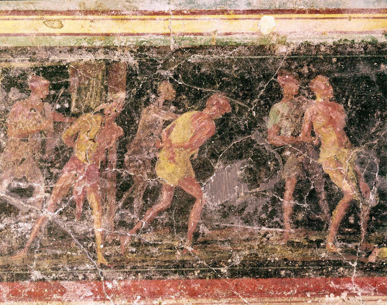 Roma sanatı: köleler - C odasının frizinin detayı, Villa Farnesina (Roma sanatı: C odasının frizinden köleler, Villa farnesina) Roma museo nazionale romano by Roman Roman