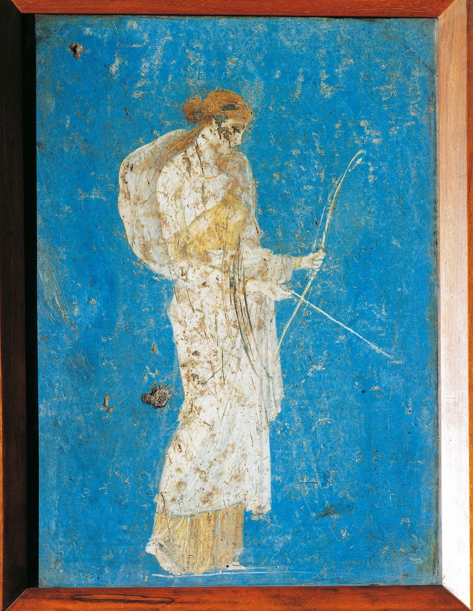 Pompei, İtalya'dan Diana'yı tasvir eden Roma freski by Roman Roman