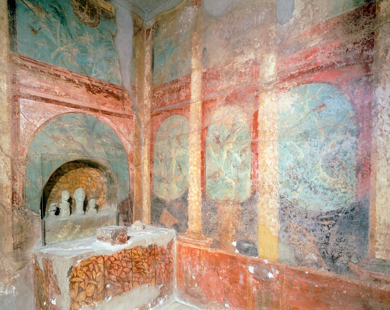 Lares, Menander Evi, Pompeii, Campania, Roma Medeniyeti'nin ev içi ibadetine adanmış oda by Roman Roman