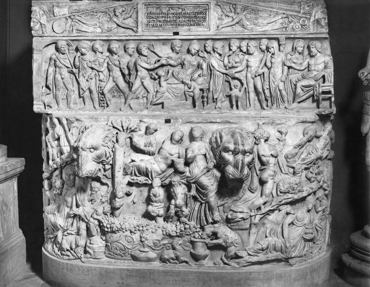 Alkestis'in ölümünü gösteren lahit (mermer) (s/b fotoğraf) by Roman Roman