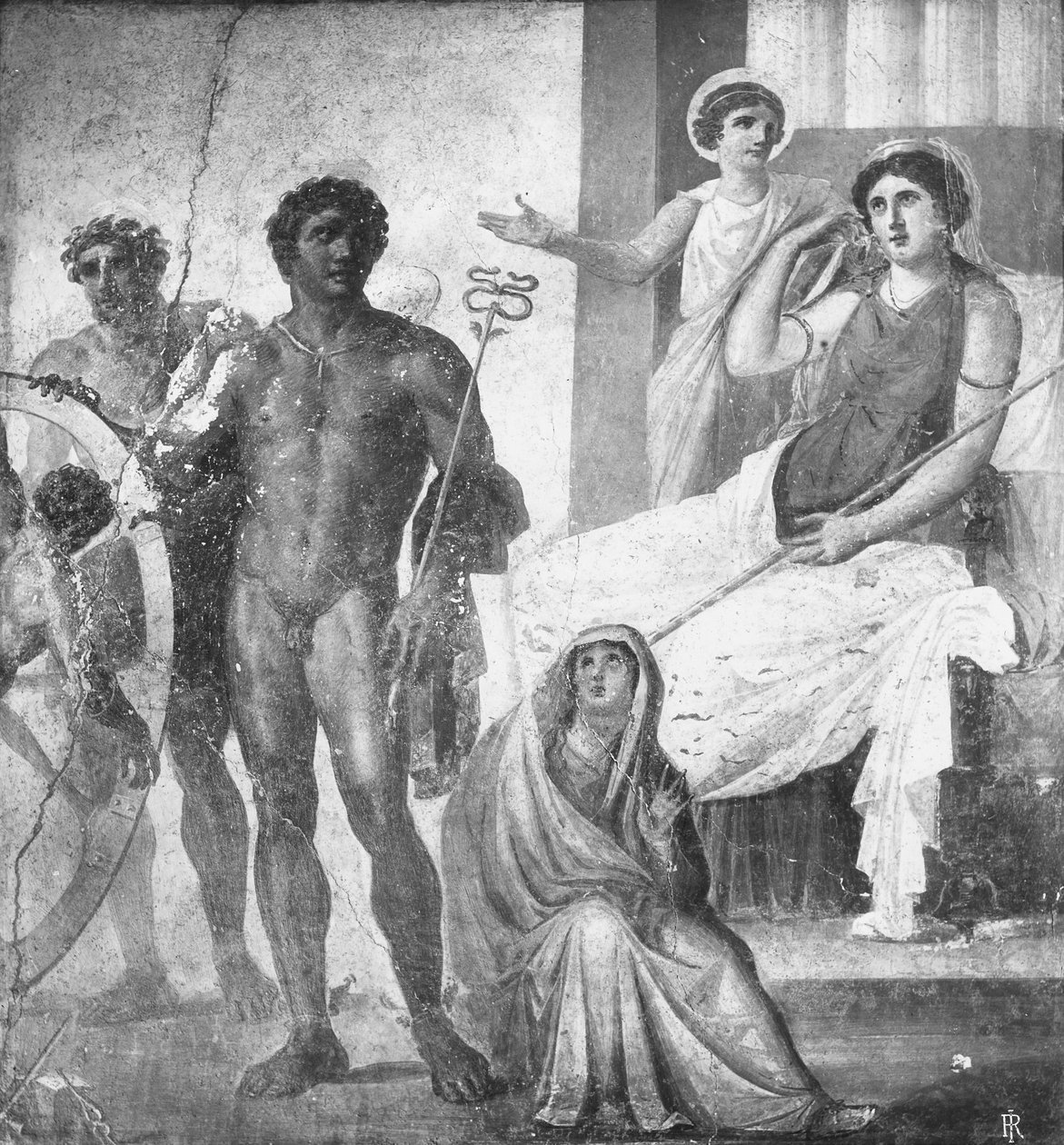 Ixion İşkencesi Sahnesi, Casa dei Vettii'den (Vettii Evi) detay MS 63-79 dolayları (fresk) (s/b fotoğraf) by Roman Roman