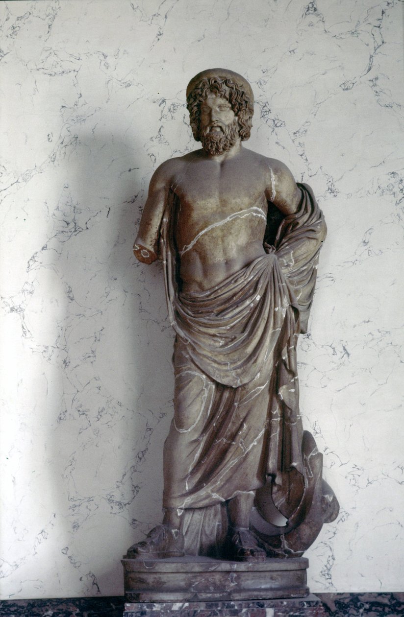 Asclepius, Roma dininde tıp tanrısı heykeli. Louvre Müzesi, Paris. by Roman Roman