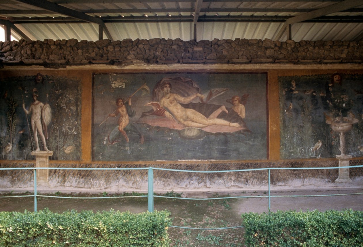 Kabuklu Venüs, Pompeii'deki Shell'deki Venüs Evi'ndeki peristyliumdan fresk (UNESCO Dünya Mirası Listesi) by Roman Roman