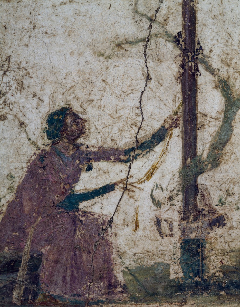 Kutsal ağaçtaki kadın, Pompeii, Campania, İtalya, Roma uygarlığından fresk parçası by Roman Roman