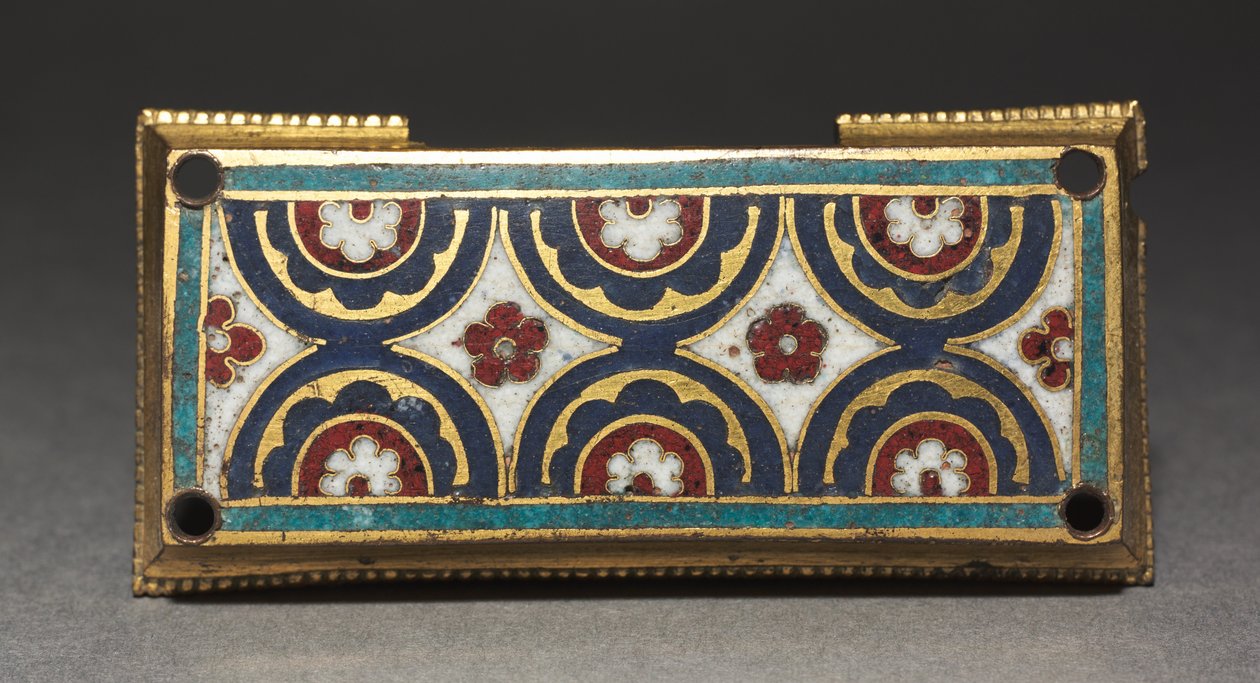 Plaket, muhtemelen bir Reliquary Shrine, c.1180-1190 (yaldızlı bakır, champlevé ve emaye işi emaye) by Romanesque