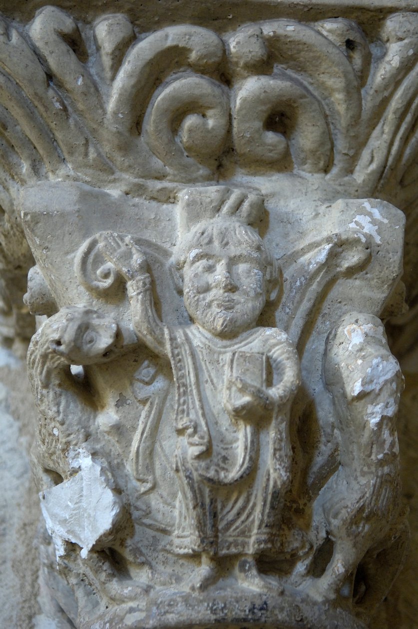 Romanesk sanat: Saint Blaise kilisesinin başkentinin detayı, Lacommande (Atlantik Pireneleri) by Romanesque