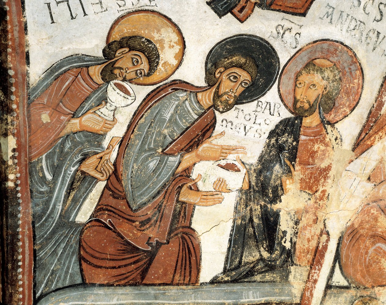 Romanesk sanat: “" havariler Philip, Barthelemy ve Andre "” Cene Oyunun Fresk, St. Isidore Kilisesi 12. yüzyıl San Isidoro