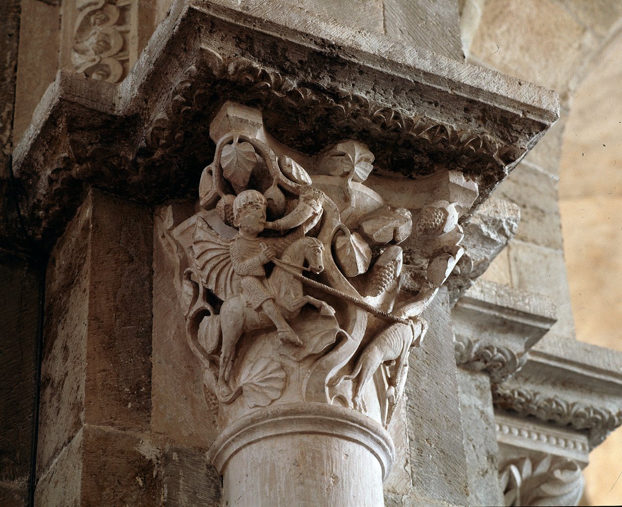 Aziz Eustace avcılığı (oyulmuş sermaye) by Romanesque
