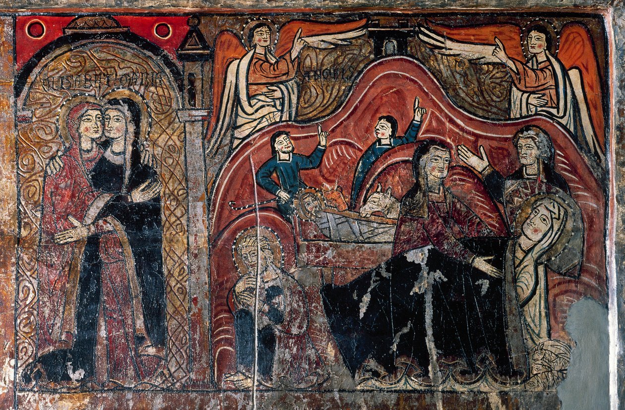 Ebe Celomi ve Salome ile Ziyaret ve Doğuş, detay by Romanesque