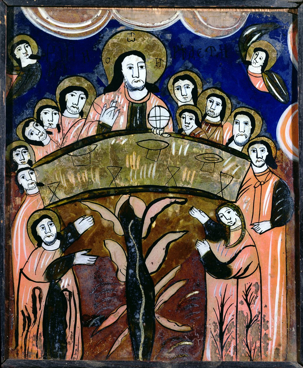 Son Akşam Yemeği, 12. yüzyıl (boyalı cam) by Romanian School