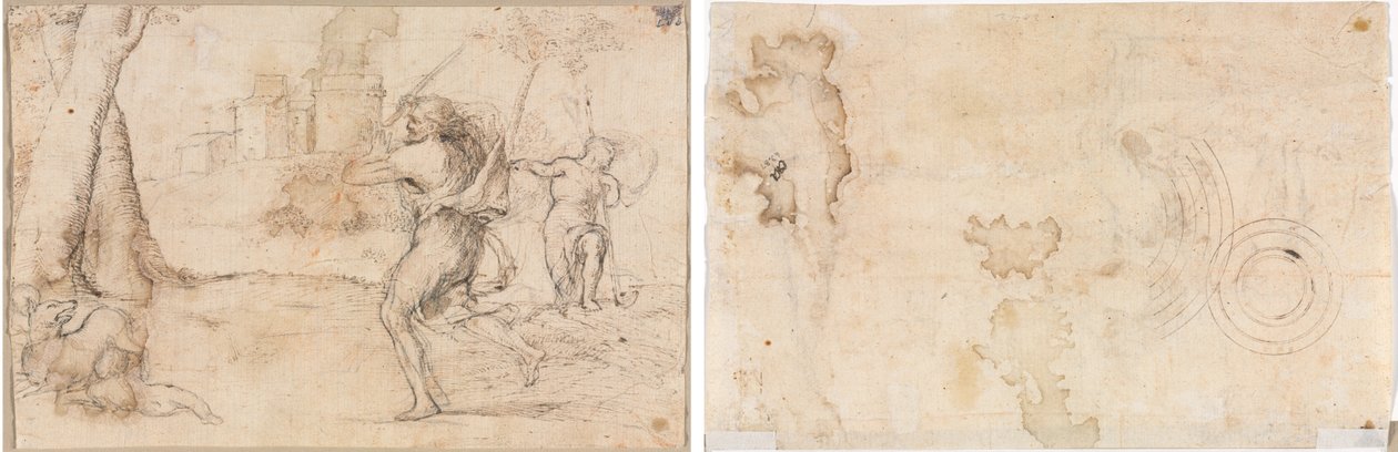 Faustulus tarafından Bulunan Romulus ve Remus (sağda) Eşmerkezli Daireler (ters) by Romanino